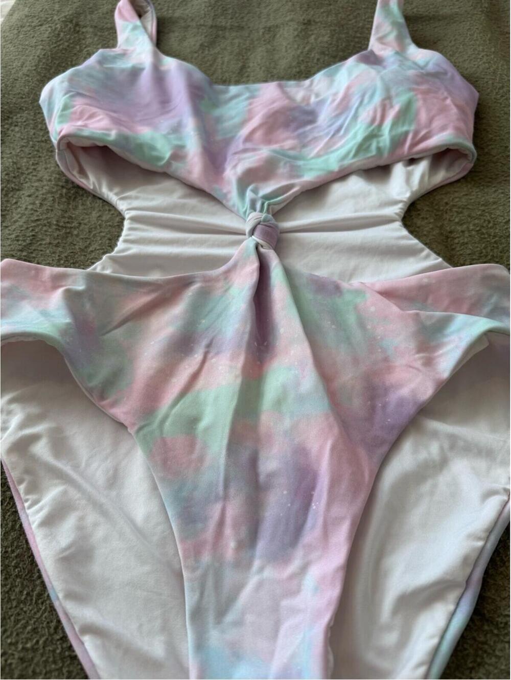 Woman’s Pastel Tie-Dye One-Piece Swimsuit with Knot Detail